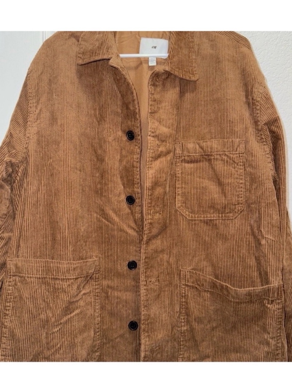 H&M Brown Corduroy Shirt Jacket with Patch Pockets